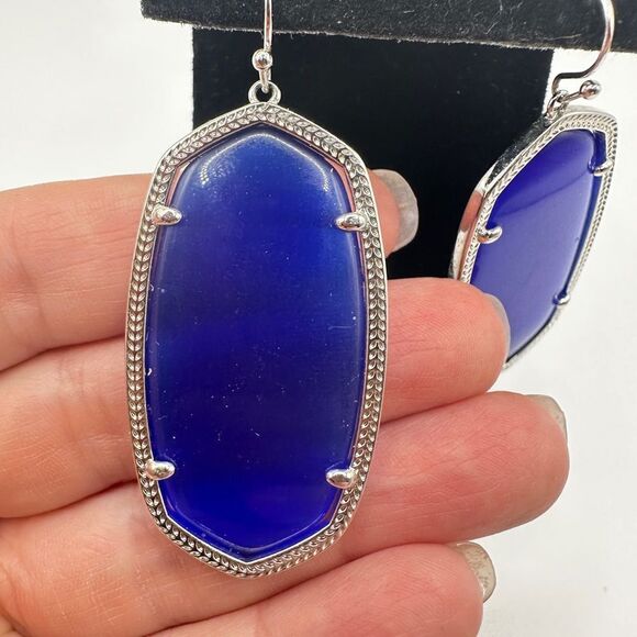 Never Worn Kendra Scott Danielle dangle earrings in Cobalt blue and Silver tone! - Picture 2 of 13